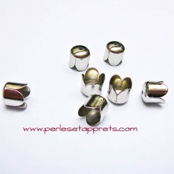 Lot 10 embouts 8mm rhodium pour cordon