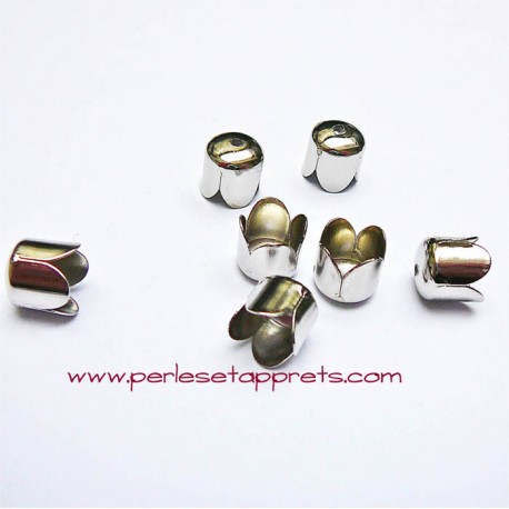 Lot 10 embouts 8mm en métal argenté rhodié pour cordon ruban bijoux perles et apprêts