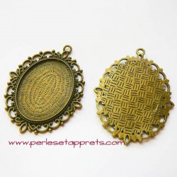Pendentif ovale 56mm en métal bronze laiton pour cabochon bijoux à décorer perles et apprêts