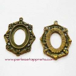 Pendentif ovale en métal bronze laiton 40mm à décorer, pour cabochons bijoux perles et apprêts