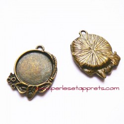 Pendentif rond en métal bronze laiton 23mm, à décorer, pour cabochons bijoux perles et apprêts