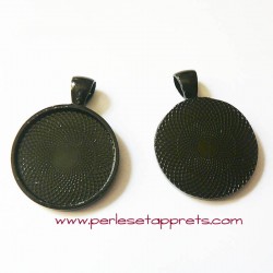 Pendentif rond noir 27mm pour cabochons bijoux à décorer perles et apprêts