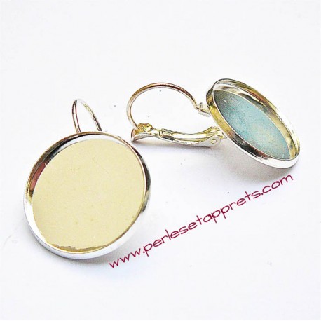 Boucle d'oreilles dormeuse ronde en métal argenté 18mm à décorer, perles et apprêts