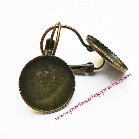 Boucle d'oreille rétro dormeuse ronde en bronze laiton 14mm, à décorer perles et apprêts