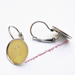 Lot 40 boucles d'oreilles dormeuse dentelée 14mm rhodium