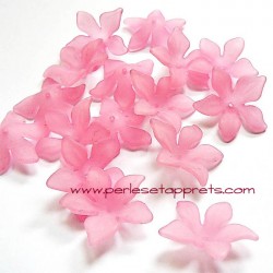 Fleur acrylique rose 30mm pour bijoux, perles et apprêts