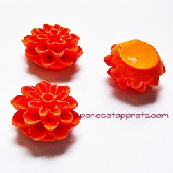 Lot 14 cabochon dahlia orange 15mm résine