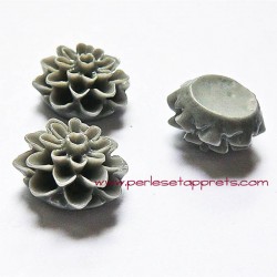 Lot 17 cabochon dahlia gris 15mm résine