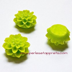 Lot 16 cabochon dahlia vert 15mm résine