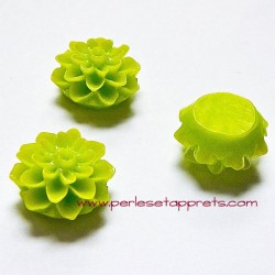 Cabochon résine dahlia verte 15mm pour bijoux, perles et apprêts