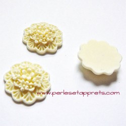 Lot 5 cabochon bouquet ivoire 20mm résine