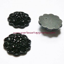 Lot 6 cabochon bouquet noir 20mm résine