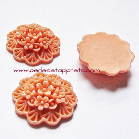 Cabochon résine bouquet de fleurs vieux rose 20mm pour bijoux, perles et apprêts