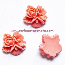 Lot 5 cabochon triple fleur rose 16mm résine