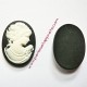 Cabochon résine camée noir 24mm pour bijoux, perles et apprêts