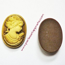 Lot 11 cabochon camée marron 24mm résine