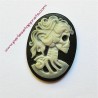 Lot 12 cabochon camée squelette gris 24mm résine