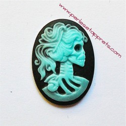 Lot 15 cabochon camée squelette bleu 24mm résine