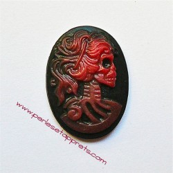 Cabochon camée squelette rouge 24mm résine