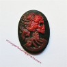 Lot 7 cabochon camée squelette rouge 24mm résine
