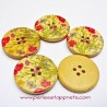 2 Boutons en bois fleurs champs 30mm