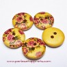 4 Boutons en bois roses 15mm