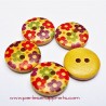 5 Boutons en bois fleurs 15mm