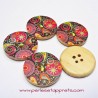 5 Boutons en bois mandala 30mm