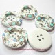 Bouton en bois blanc, fleur bleu-noir 30mm pour la couture, bijoux, perles et apprêts