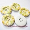6 Boutons en bois fleur jaune 30mm