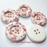 5 Boutons en bois papillon rouge 30mm