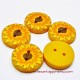 Bouton rond tournesol jaune 19mm en fimo, pâte polymère, fait main,  perles et apprêts