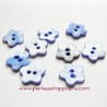 10 Boutons fleur bleu 14mm nacre
