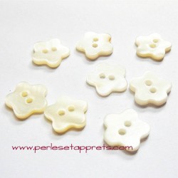 Bouton fleur en nacre blanc 14mm, pour la couture, bijoux, perles et apprêts