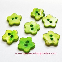 Bouton fleur en nacre vert 14mm, pour la couture, bijoux, perles et apprêts