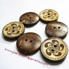 9 Boutons noix de coco virgules 23mm
