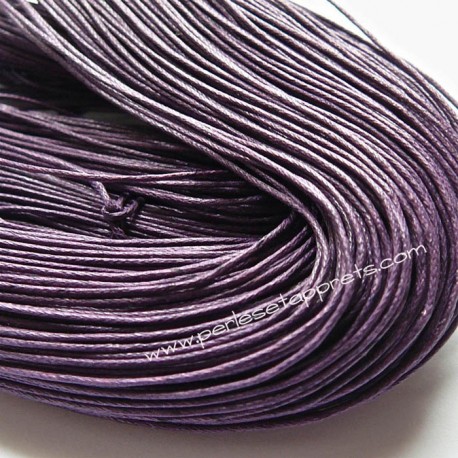Fil violet en coton ciré 1mm pour bijoux, bracelet, perles et apprêts