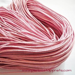 Fil rose en coton ciré1,5mm pour bijoux, bracelet, perles et apprêts