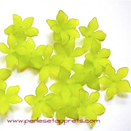 Fleur acrylique verte 30mm pour bijoux, perles et apprêts