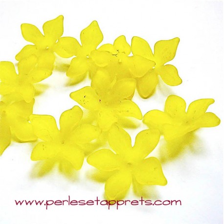 Fleur acrylique jaune 30mm pour bijoux, perles et apprêts