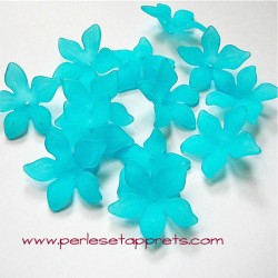 Fleur acrylique turquoise 30mm pour bijoux, perles et apprêts