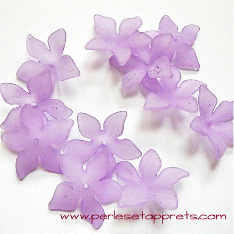 Fleur acrylique violet mauve 30mm pour bijoux, perles et apprêts