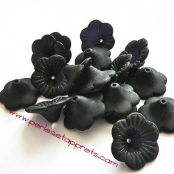 Fleur acrylique noire 20mm pour bijoux, perles et apprêts
