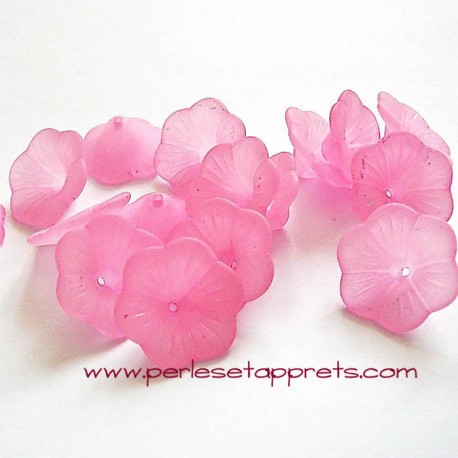 Fleur acrylique rose 20mm pour bijoux, perles et apprêts