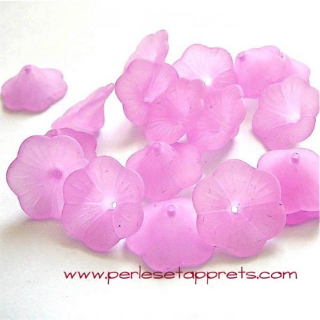 Fleur acrylique mauve 20mm pour bijoux, perles et apprêts
