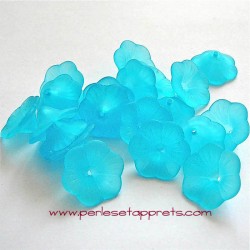 Fleur acrylique turquoise 20mm pour bijoux, perles et apprêts