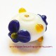 Perle ronde fleur en verre blanc bleu 18mm