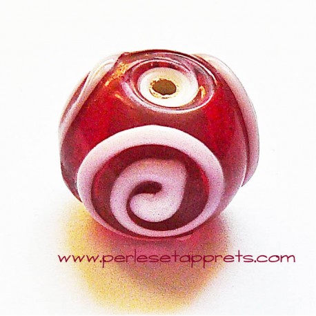 Perle ronde en verre rouge 14mm