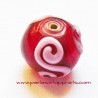 Lot 4 Perle ronde en verre rouge blanc 14mm