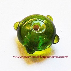 Perle intercalaire picot en verre vert 14mm